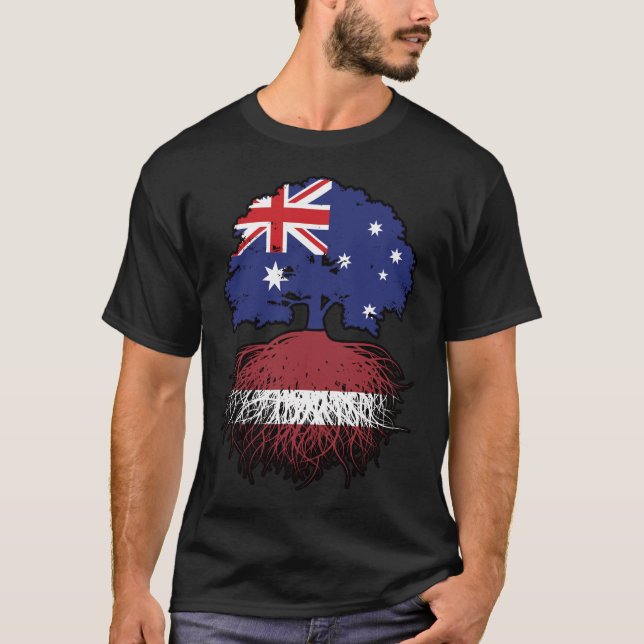 Lettland Australisch Australien Tree Roots T-Shirt (Vorderseite)