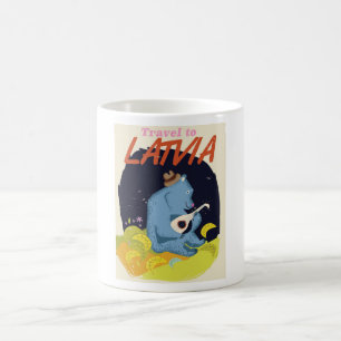 Lettland Cartoon Vintage-Reiseposter Tasse