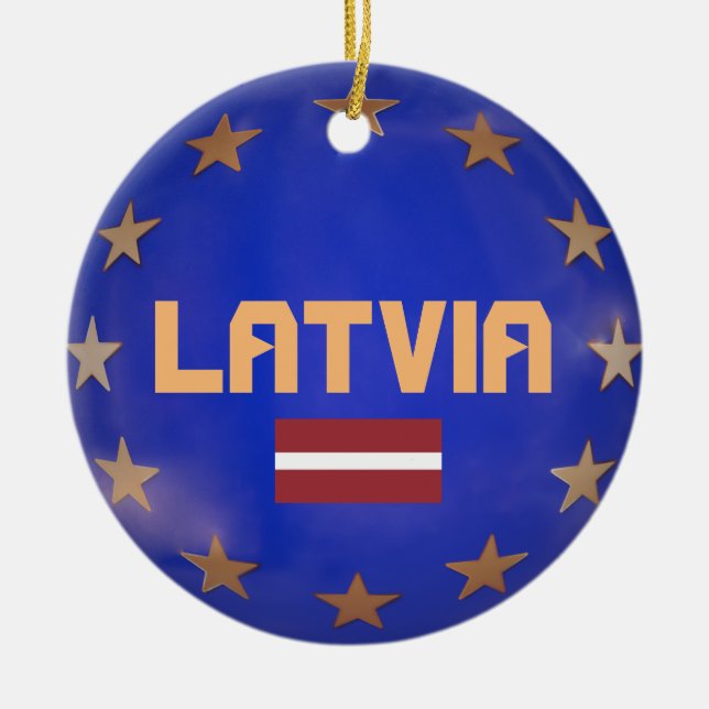 Lettland - Europäische Gewerkschaft Weihnachtsschm Keramikornament (Vorne)