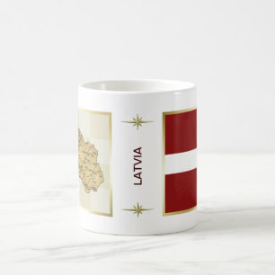 Lettland Flagge + Karte Tasse