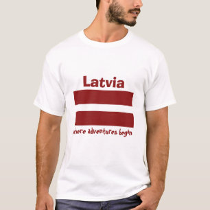 Lettland Flagge+Karte+Text T-Shirt