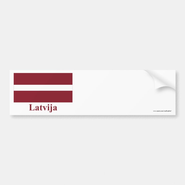 Lettland-Flagge mit Namen auf Latvian Autoaufkleber (Vorne)