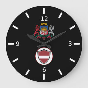 Lettland Flagge-Wappen große Uhr