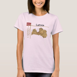 Lettland Karte + Flagge + T - Shirt