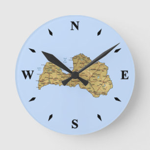 Lettland Kartenschalter Runde Wanduhr
