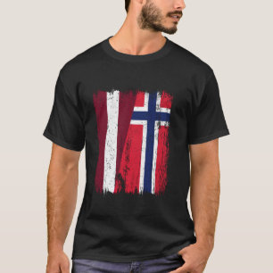 Lettland Norwegen Halbflagge Lettische Norwegische T-Shirt