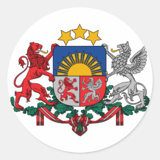 Lettland - Offizieller Wappen - Heraltrockenzeiche Runder Aufkleber