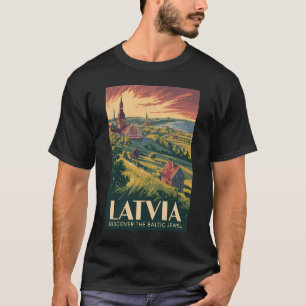 Lettland Ostsee Illustration Reise Kunst Vintage T-Shirt