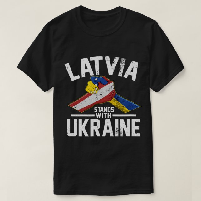 Lettland steht unter ukrainischer Flagge T-Shirt (Design vorne)