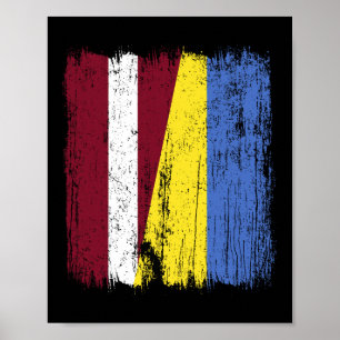 Lettland Ukraine Halbflagge Lettische Ukrainische  Poster