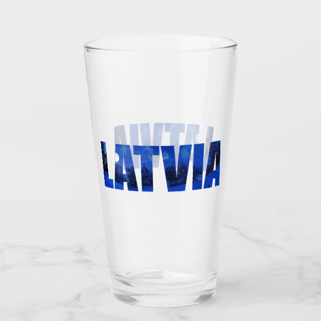 Lettland Winterabendtext mit Reflektion Glas (Vorderseite)
