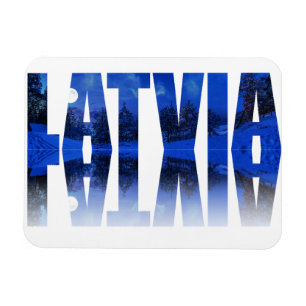 Lettland Winterabendtext mit Reflektion Magnet