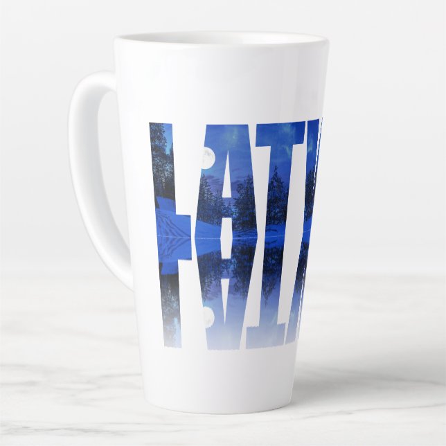 Lettland Winterabendtext mit Reflektion Milchtasse (Linke Ecke)