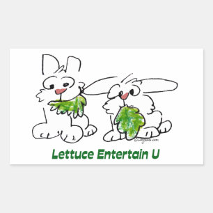 Lettuce Entertain U Cartoon Rabbits Rechteckiger Aufkleber