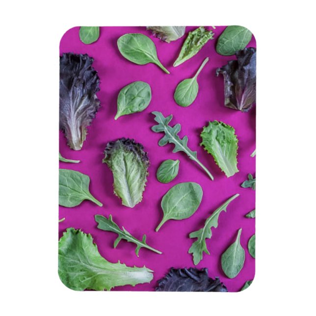 Lettuce-Grüntöne auf Lila Magnet (Vertikal)