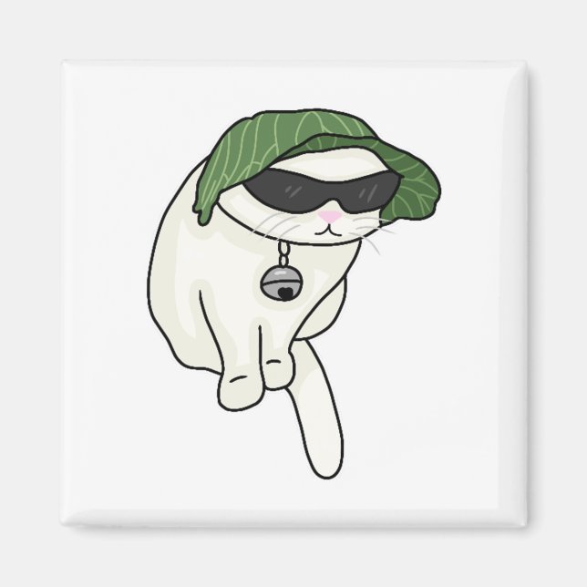 Lettuce hat cat meme magnet (Vorne)
