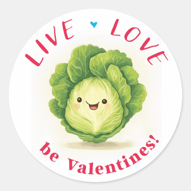 Lettuce ist Valentinin Runder Aufkleber (Vorderseite)