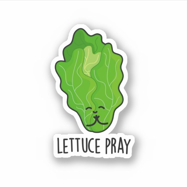 Lettuce Pray Funny Veggie Pun Aufkleber (Vorderseite)