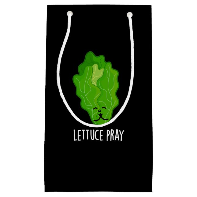 Lettuce Pray Funny Veggie Pun Dark BG Kleine Geschenktüte (Vorderseite)