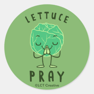 Lettuce Pray Runder Aufkleber