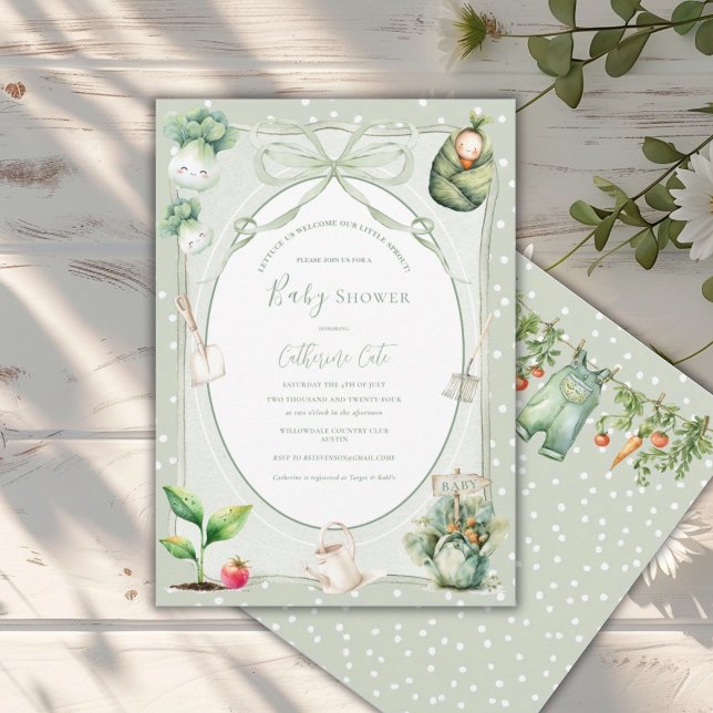 Lettuce Welcome Our Little Sprout Baby  Einladung (Von Creator hochgeladen)