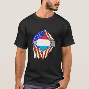 Letzebuerg USA Amerika Luxemburg Flagge Truhe Luxe T-Shirt