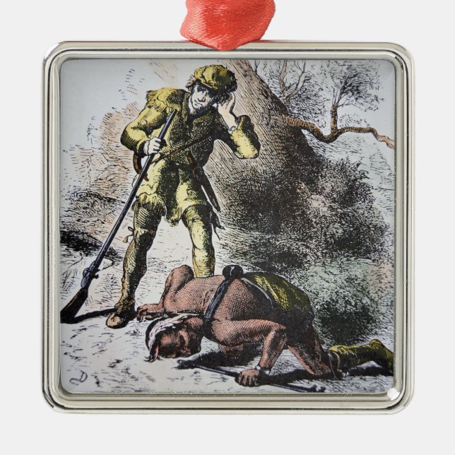 "Letzt von den Mohikanern" durch James Fenimore Silbernes Ornament (Vorne)