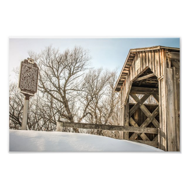 Letzte bedeckte Brücke in Wisconsin Cedarburg, WI Fotodruck (Vorne)