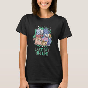 Letzte Cat Life Line Cat Mama Spaß Katzenfreunde V T-Shirt