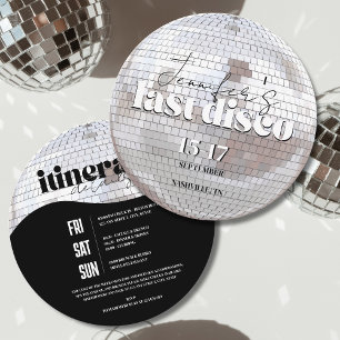 Letzte Disco 70er Bachelorette Wochenende Einladung