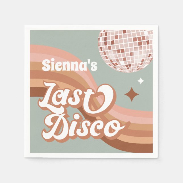 Letzte Disco 70er Jahre Groovy Retro Daisy Bachelo Serviette (Vorderseite)