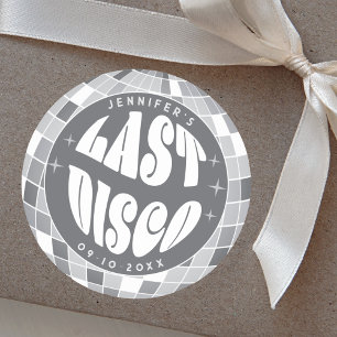 Letzte Disco 70er Retro Groovy Junggesellinnenabsc Runder Aufkleber