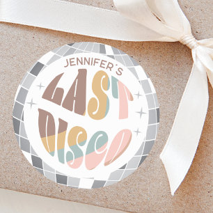 Letzte Disco 70er Retro Groovy Junggesellinnenabsc Runder Aufkleber
