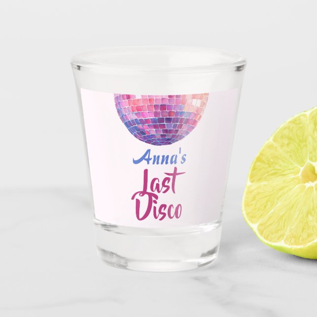 Letzte Disco Bachelorette Party Shot Glass Schnapsglas (Vorderseite)