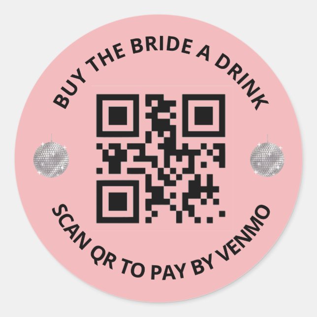 Letzte Disco Bachelorette QR/Venmo Aufkleber (Vorderseite)