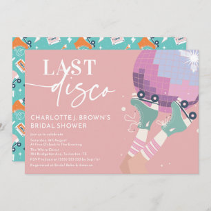 Letzte Disco Modernes Retro Rosa Brautparty Einladung
