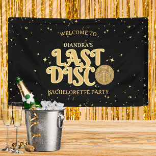 Letzte Disco Name Retro Gold 70er Bachelorette Banner