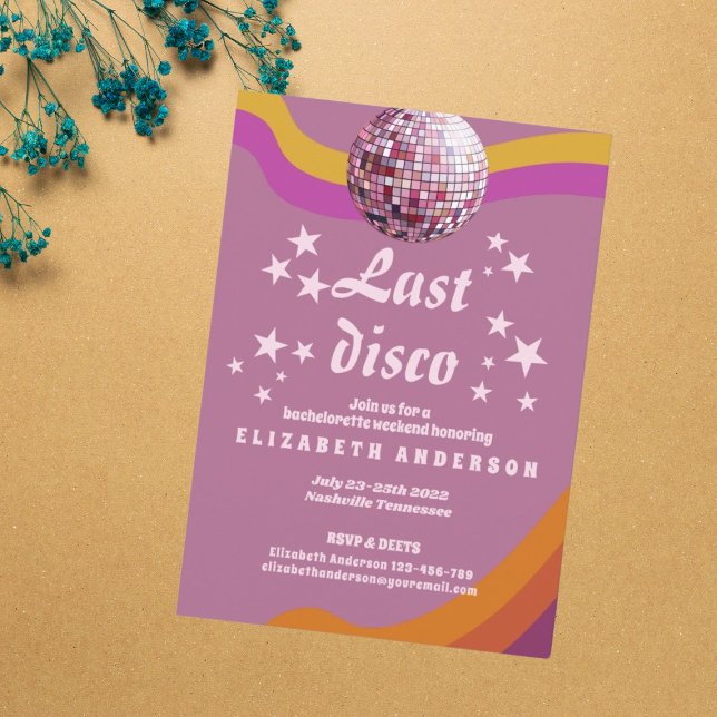 Letzte Disco Retro 70er Bachelorette Wochenende Einladung (Von Creator hochgeladen)