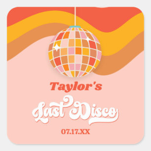 Letzte Disco Retro 70er Bachelorette Wochenende Pa Quadratischer Aufkleber