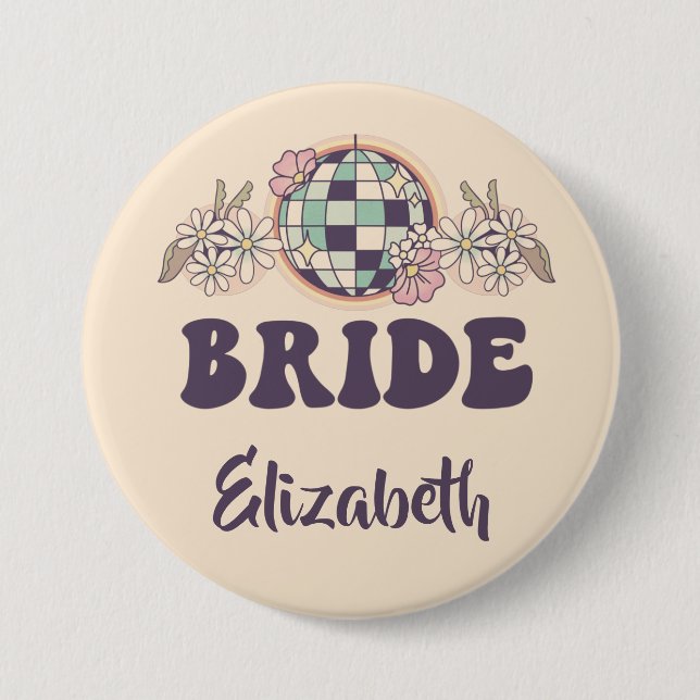 Letzte Disco Retro Bachelorette Button (Vorderseite)