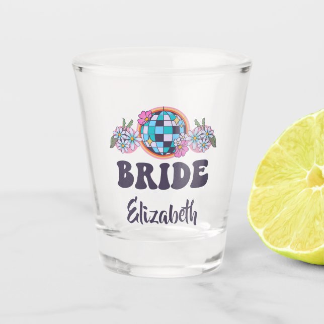 Letzte Disco Retro Bachelorette Schnapsglas (Vorderseite)