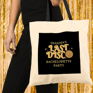Letzte Disco Retro Black and Gold 70er Bachelorett Tragetasche