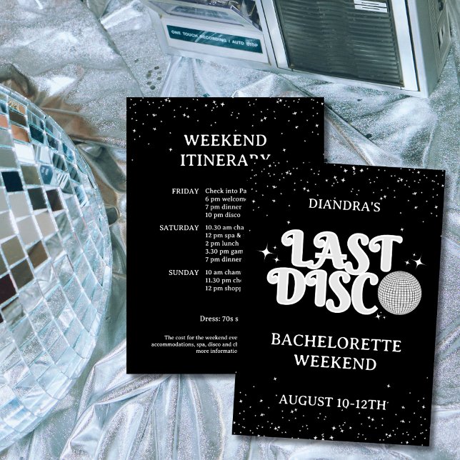 Letzte Disco Retro Silver 70er Bachelorette Wochen Einladung (Last Disco Retro Silver 70s Bachelorette Weekend Invitation)