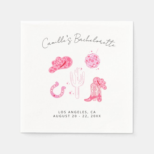 Letzte Disco Rodeo Bachelorette Serviette (Vorderseite)