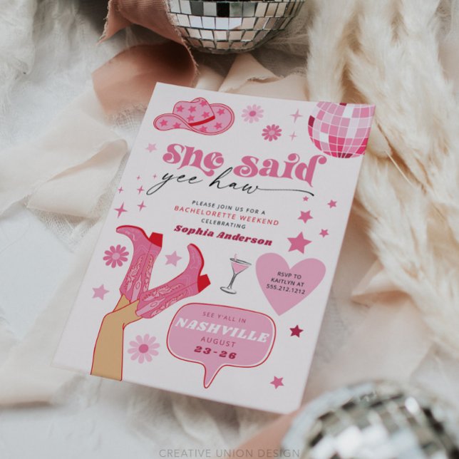 Letzte Disco Rodeo Junggeselinnen-Abschied Nash Ba Einladung (Nash Bash)