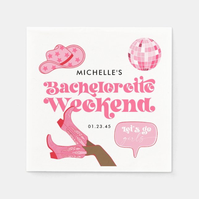 Letzte Disco Rodeo Junggeselinnen-Abschied Serviette (Vorderseite)