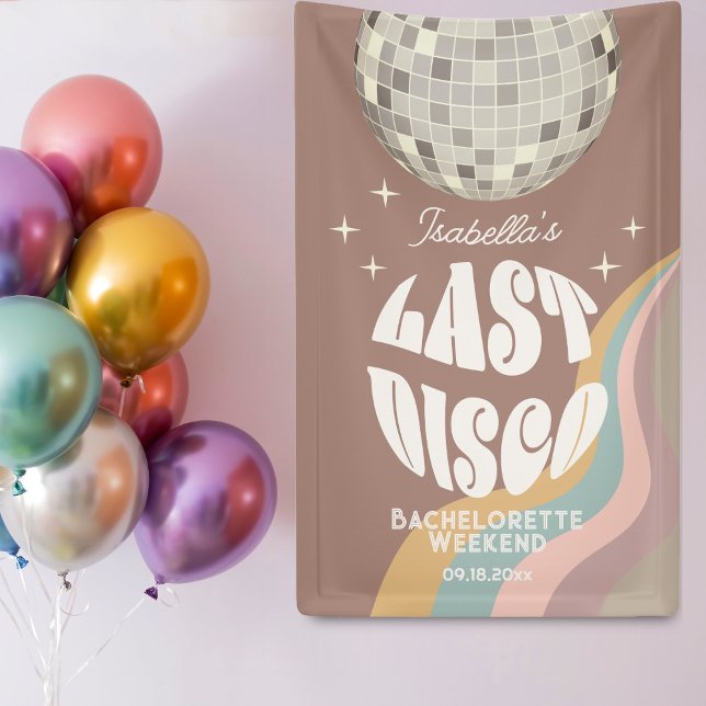 Letzte Disko 70er Retro Groovy Bachelorette Wochen Banner (Von Creator hochgeladen)