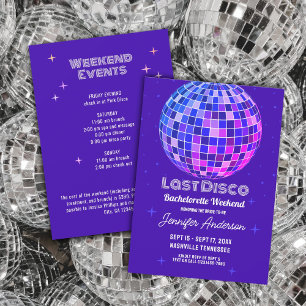 Letzte Disko 70er Retro Space Bachelorette Wochene Einladung