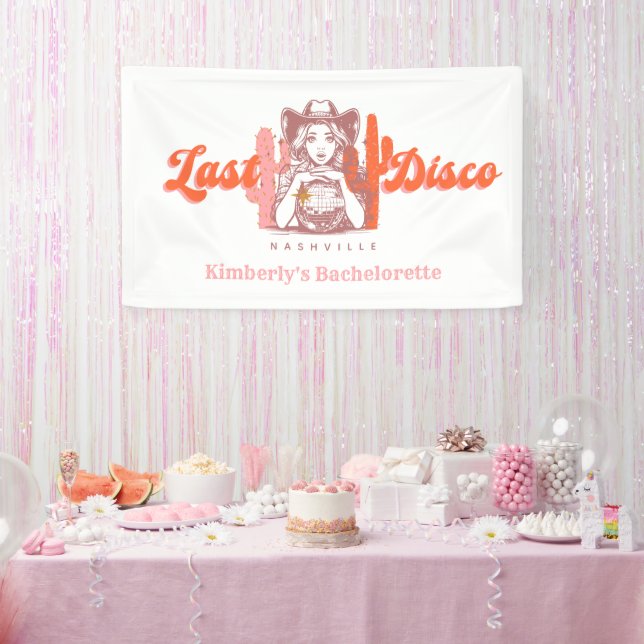 Letzte Disko Rosa Cowgirl Junggeselinnen-Abschied  Banner (Party)