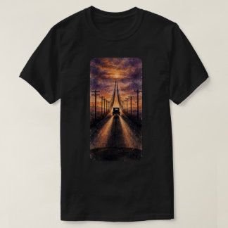 Letzte Fahrt Leichenwagen bei Sonnenuntergang T-Sh T-Shirt